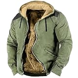 Farblich passende Herren-Baumwolljacke mit Kapuze und Reißverschluss Mantel Mit Schleife (Green, L)