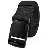 AHLPO Taktischer Gürtel, 3,8cm Arbeitsgürtel Herren Nylon Canvas Belt Outdoor Stoff Gürtel für Damen Herren, Verstellbarer Kampfgürtel Schnellverschluss Taktikgürtel Keine Metallschnalle (Schwarz-A)