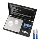 KEWUZY Taschenwaage, 500g / 0,01g Digitalwaage Grammwaage Feinwaage Goldwaage Münzwaage mit Tara Funktion 6 Wiegeeinheiten und LCD-Anzeige Digitalwaage Mit Batterien