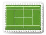 Top That Zuckerfolie, Motiv: Gras-Tennisplatz, DIN A4, bedruckt, 1 Stück, als Dekoration, essbar, Kuchenauflage, perfekt für große Kuchen, Wimbledon
