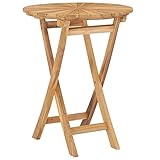 Xichuzi Klappbarer Gartentisch, Tisch Garten, Balkontisch, Mehrzwecktisch, Buffettisch, Biertisch, Bierzelttisch, Flohmarkttisch, Ø 60 cm Teak Massivholz