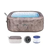 Bestway® Lay-Z-SPA® Energiespar-Whirlpool Rome AirJet™ mit App-Steuerung + integrierter UltraFit™ -Pumpeneinheit, für 6 Personen 180 x 180 x 71 cm, Marmor-Optik (Braun)