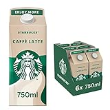 Starbucks Caffè Latte Eiskaffee | 6 x 750ml | mit feinstem Espresso aus 100% Arabica-Bohnen und Milch | ideal für Zuhause
