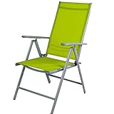 Mojawo Gartenstuhl - Hochlehner Positionsstuhl 7-Fach verstellbar - zusammenklappbar - Klappstuhl - witterungsbeständiges Aluminium - wetterfeste Gartenmöbel - Silber/Lime