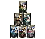 Dehner Wild Nature Hundefutter Probier-Set, Nassfutter getreidefrei / zuckerfrei, für ausgewachsene Hunde, Ente / Pferd / Wild / Kaninchen, 6 x 400 g Dose (2.4 kg)