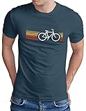 OM3® Retro Bicycle T-Shirt - Herren - Cycling Cyclist Biking Fahrrad Radfahrer - Denim, L