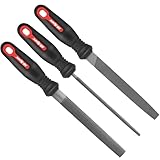 Hi-Spec 3-tlg. Profi-Feilenset aus T12-Stahl | Flach-, Halbrund- & Rundfeile 200mm | Für präzise Holz-/Metallbearbeitung | Mit rutschfesten Griffen & Aufbewahrungsetui – Ideal für DIY & Handwerk