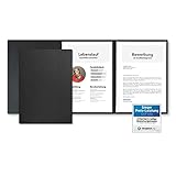 Bewerbungsmappe einzeln Schwarz 3-teilig mit 2 Klemmschienen in feinster Lederstruktur (1 Stück)