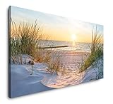 Paul Sinus Art Sonnenuntergang an der Ostsee 120x 60cm Panorama Leinwand Format Wandbilder Wohnzimmer Wohnung Deko Kunstdrucke