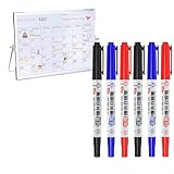 Altaroo 6er Folienstifte 0,5mm 1,0mm, Folienstift Abwischbar Doppelkopf Schwarz, Rot, Blau, Wasserlöslicher Folienstift Non Permanent, Whiteboard Marker für Schule, Büro, Zuhause, Blackboard