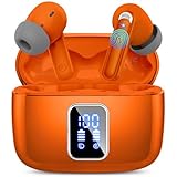 Bluetooth Kopfhörer, Kopfhörer Kabellos Bluetooth 5.3 In Ear mit 4 ENC Noise Cancelling Mic, 2025 Neue 48H Tiefer Bass Ohrhörer Led-Anzeige, IP7 Wasserdicht Wireless Earbuds LED Anzeige USB-C, Orange