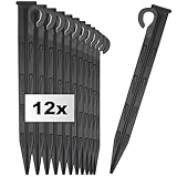 com-four® 12x Erdnagel aus Kunststoff - langlebiger und UV-beständiger Bodenanker für Camping, Garten, Strand - Heringe für Outdoor
