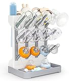 GoMaihe Trockenständer Babyflaschenr Abtropfgestell: vertikaler Flaschentrockner Halter – platzsparender Stand Arbeitsplatte Trockenständer für Babyflaschen und Babyzubehör Grau