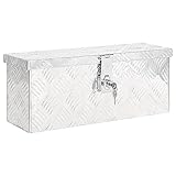 IKAYAA Aluminiumkiste Alu Box Koffer Werkzeugbox Aufbewahrungskiste Transportkiste Deichselbox Metallbox-Silber-50 x 15 x 20.5 cm