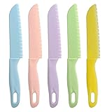 Lahviuu Kunststoff Kindermesser, 5 Pcs Bunt Kinder Küche Koch Messer, Kunststoffmesser Buntschneidemesser Küchenmesser Schneidemesser Messerset Kochset (Farbe 2)