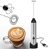 LEBENLANG Milchaufschäumer Stab elektrisch wiederaufladbar - USB Anschluss & Inkl. Extra Rührbesen I Elektrischer Milchaufschäumer elektrisch Milchschäumer Rechargeable Milk Frother usb Aufschäumer