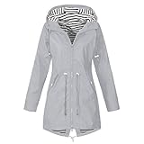 MINYA Jacke mit Kapuze, winddicht, für Damen, Regen, Outdoor-Jacke, wasserdicht, mit Kapuze, Regenschutz, winddicht, Outdoor-Kleidung, Outwear, Jacke, Mantel, Winter, 50-grau, 50