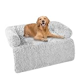 HMTOPE Hundebett, Anti-Bewuchs Hundedecke, Hundesofa, Sofaschutz, Waschbar und rutschfest Hundekissen für Mittelgroße und Grosse Hunde, Größe XL, 110 x 95 x 18 cm, Hellgrau