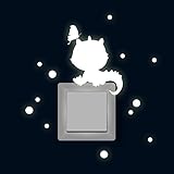 Lichtschaltertattoo Lichtschalteraufkleber Lichtschaltersticker Wandtattoo Wandbild Drache mit Schmetterling und Punkten fluoreszierend M1880