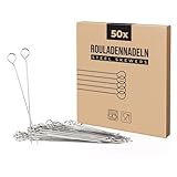 Van Henry Edelstahl Rouladennadeln Rouladenspieße 11 cm - Fleischnadel für Rinderouladen, Kohlrouladen, Schaschlickspieße oder Cocktails - 50er Pack