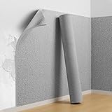 Koncey Dämmtapete Pappkaschiert, Isolierende Thermotapete, 6 MM Selbstklebende wasserdichte Tapete, XPE Leinenstruktur, Akustiktapete Klebetapete(Grau,50 x 500 cm)