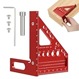 Ominelu 3D-Gehrungswinkel aus Aluminiumlegierung – Präzisions-Winkelmaß 22.5°-90° für Holzbearbeitung & Bau für Ingenieur(Rot)