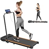 Tvdugim Laufband für Zuhause, Walking Pad, Laufband Schreibtisch für Zuhause und Büro, 1-10 KM/H mit Fernbedienung LCD-Anzeige (Orange)