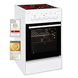 Exquisit Standherd ECM 5-4 BZ | Elektro-Standherd | 50 cm | 2-Kreis-Bräterzone | Glaskeramik-Kochfeld | 46 Liter Garraum | Weiß