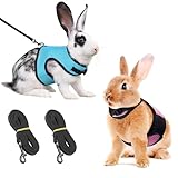 2 Stück Kaninchen Leine, Blau & Rosa Einstellbar Hasenleine, Elastisch Kaninchen Geschirr, Kaninchengeschirr mit Leine für Kleintiere, Kaninchen Zubehoer
