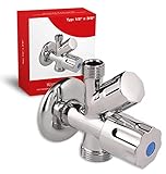 Sanitop-Wingenroth Geräte chrom | Kombi Geräteanschluss | Anschluss: 1/2 x 3/8 x 3/4 Zoll | mit Wandrosette | Rückflussverhinderer | Messing | 17001 7 Eckventil