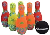 Schildkröt, Bowling, 6 (21, 5cm), 1 Ball (Ø9cm), im Kartonträger mit Meshbag, Kinderkegeln, Neopren Kegel Set, 970227,