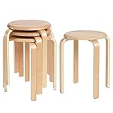 IBUYKE 4er Set Esszimmerhocker, Holzstapelstuhl mit Rutschfester Matte, Stapelhocker für Klassenzimmer, Ihrer Küche, Ihrem Speise- oder Home-Pub-Bereich Natur RF-752-4