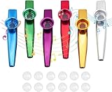 6 Stück Kazoo Percussion Instrument Metall Kazoo Vorschulspielzeug Musikgeräte für Kinder Ukulele-Instrumente, Gitarre, Violine, Klaviertastatur, Schlagzeug