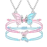 Goiern BFF Armbänder und Halskette Für 2 Schmetterlingsfreundschaft Halskette Armband Beste Freunde Passende Halskette Armbänder Geschenke für Frauen Mädchen