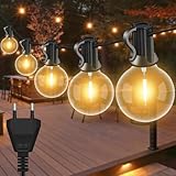 LED Lichterkette Außen, 10M 18 Birnen + 1 Ersatz, G40 Gluhbirnen ABS Kunststoff Lichterkette Strom, lP44 Wasserdicht Outdoor Lichterkette Warmweiss fur Romantisch Garten Balkon Camping Hochzeit