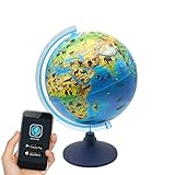 alldoro 68620 3D Lexi Globus Zoo Ø 25 cm mit Smartphone IQ Globe App, Leuchtglobus mit LED Lampe ohne Kabel, Kinderglobus mit Tieren, Weltkarte geographisch, Tierglobus beleuchtet, Kinder ab 3 Jahre