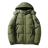 REHJJDFD Herren Outdoor Daunenjacken mit Kapuze, übergroß, dick, warm, Parkas Mantel, EN8, L