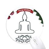 Meditation des Lotus-Throns mit rundem Gummi Maus Pad Weihnachtsbaum Mat