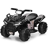 GOPLUS 6V Mini Kinder Elektroquad ATV, Miniquad mit Musik, Hupe, USB & LED-Scheinwerfer, Kindermotorrad mit Fußstütze & 4 Rädern für 18-36 Monate, 44 × 66 × 42 cm, 2km/h (Schwarz)