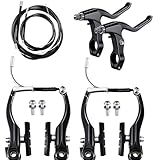 Fahrradbremse Set, Universal V-Brake Fahrrad Bremse Vordere und Hintere MTB Bremsen, innere und äußere Bremsseile und Bremshebel Kit für Mountainbikes und Rennräder, Schwarz