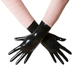 Schwarze Latex Handschuhe für Damen und Herren,Naturkautschuk Handschuhe Cosplay Kostüm Party Clubwear (Schwarz,XL)