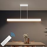 Klighten LED Pendelleuchte für Esstisch, modern, Pendelleuchte, dimmbar, 3000 K-6000 K, mit Fernbedienung, lineare Deckenleuchten, Höhe 150 cm, verstellbar, für Küche und Wohnzimmer, 100/36 W, Weiß