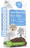 Bio Blumenerde Zimmerpflanzen Erde 10 L - Um 45% torfreduzierte Pflanzenerde mit Dünger - Erde für Pflanzen - Zimmerpflanzenerde - Erde Zimmerpflanzen - Grünpflanzenerde - Universalerde