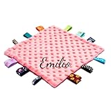 IEK Individuelle Handtücher mit Namen, sensorische Decke, Taggies-Decke, personalisiertes besticktes Handtuch, Baby-Sicherheitsdecke, besticktes Handtuch