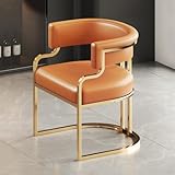 Moderner Ledersessel mit goldfarbenen Metallbeinen, stilvoller Sessel für Wohn- und Esszimmer, bequemer Gästeempfang, Einzelsofa