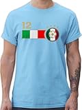 T-Shirt Herren - Fußball EM WM - 12. Mann Italien Mannschaft - XL - Hellblau - italienische Trikot Fussball Shirt männer Europameisterschaft Italy Tshirt Italia fussballtrikot fu Ball italen