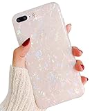 Hishiny iPhone 8 Plus Hülle, iPhone 7 Plus Handyhülle, Weiches Silikon Ultra Dünn Case Cover Kratzfeste Schutzhülle TPU Schutzhülle für iPhone 7 Plus/8 Plus, Weiß (Schimmert rosa)