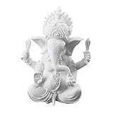 Dawa White Ganesha Elefant Gott Statue Sandstein Handgefertigte Skulptur Buddha Figur Dekoration für Zuhause Dekoration Basteln Geschenke