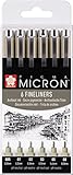 PIGMA MICRON Fineliner SET (6 Stifte, schwarz)