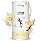 foodspring - Whey Protein Pulver Vanille – Mit 23g Eiweiß zum Muskelaufbau, perfekte Löslichkeit, ultrafiltriert, reich an BCAAs & EAAs – vollmundiger & leckerer Geschmack (750g)